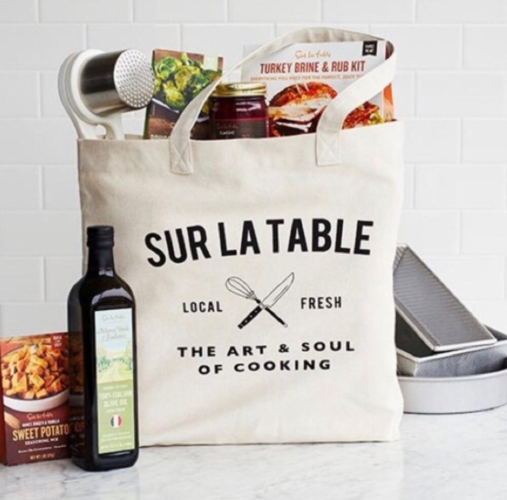 Sur La Table Art & Soul of Cooking Canvas Tote Bag Local Fresh Chef Foodie